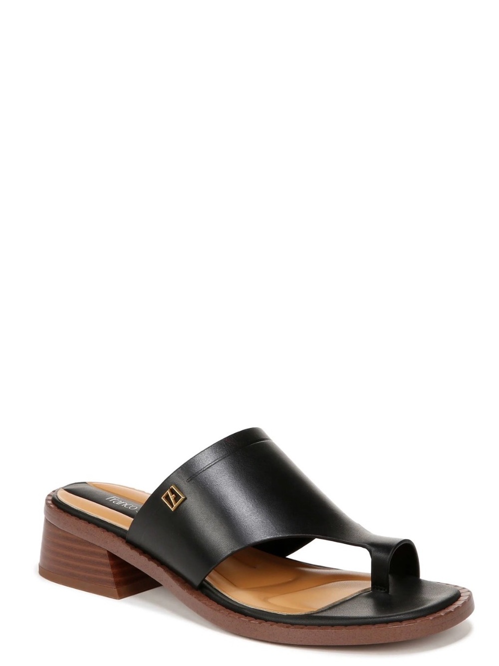 Franco Sarto Black and Tan Leather Sandals